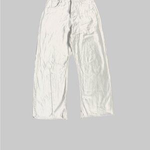 Unbranded Women's white Jeans SZ M Slim Wide leg Hight Rise Denim Cotton Blend